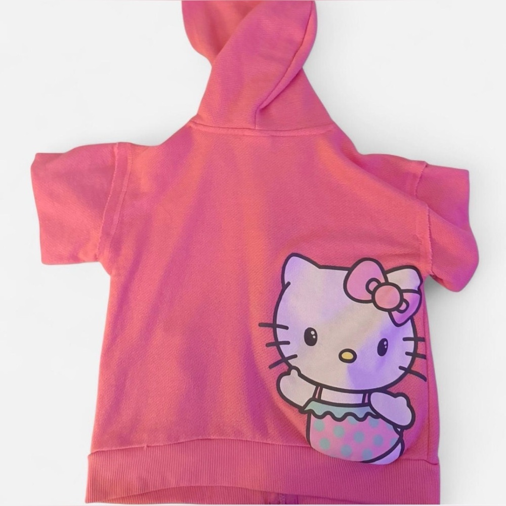 Girls (kids) Hello Kitty Pink Lightweight Zip Up Hooded Jacket - Picture 4 of 10